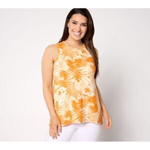 Sport Savvy Women's Top Sz L French Terry Printed Swing Tank Orange A649091